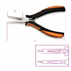 Beta Tools Beta "1178BM" Smooth Half Round Long Needle Nose Pliers - 140mm Long