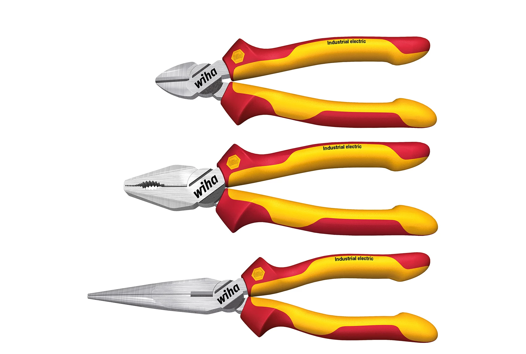 Wiha 38637 3 Piece VDE Side Cutter, Combination & Long Nose Plier Set 1 Wiha 38637 3 Piece VDE Side Cutter, Combination & Long Nose Plier Set