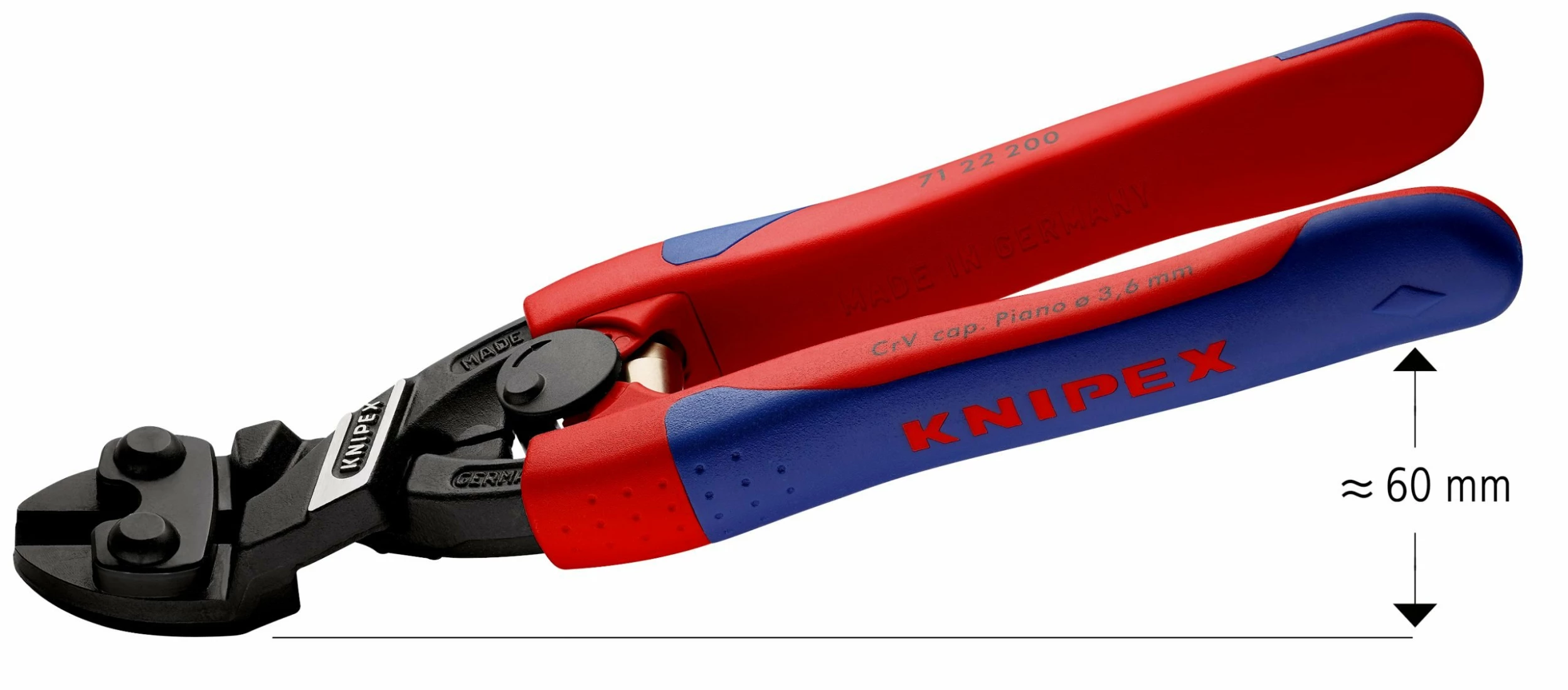 Knipex 71 22 200 CoBolt® Compact Angled Bolt Cutter With Return Spring 200mm 1 Knipex 71 22 200 CoBolt® Compact Angled Bolt Cutter With Return Spring 200mm