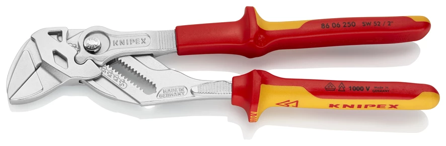 Knipex 86 06 250 VDE Insulated Lock Button Waterpump Slip Joint Pliers Wrench 250mm (52mm Capacity) 1 Knipex 86 06 250 VDE Insulated Lock Button Waterpump Slip Joint Pliers Wrench 250mm (52mm Capacity)
