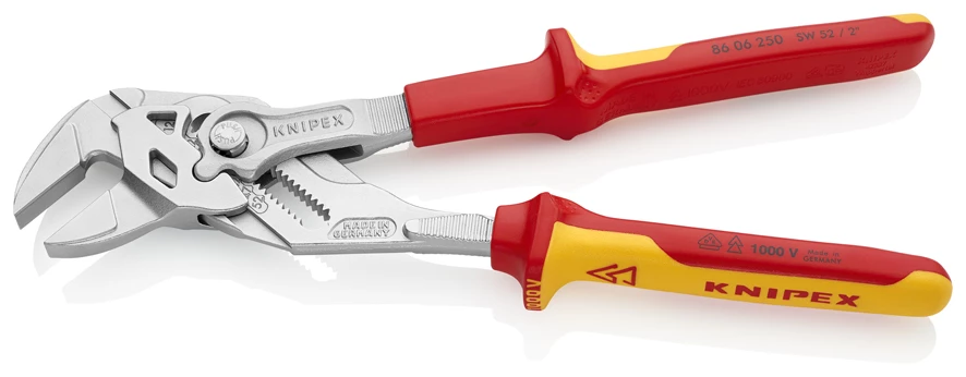 Knipex 86 06 250 VDE Insulated Lock Button Waterpump Slip Joint Pliers Wrench 250mm (52mm Capacity) 2 Knipex 86 06 250 VDE Insulated Lock Button Waterpump Slip Joint Pliers Wrench 250mm (52mm Capacity) - Image 2