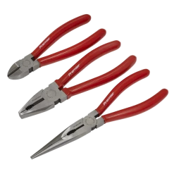Sealey AK8564 Pliers Set 3 Piece Long Nose, Combination &amp; Diagonal Cutters (Snips) -FACOM SHOP AK8564.V2 DFC0283753