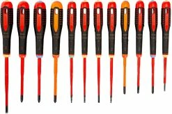 Bahco BE-9878SL ERGO 12 Piece VDE Insulated Slim Blade Screwdriver Set SL/PH/PZ/TX
