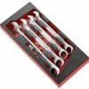 Facom MODM.467J4SLS 4 Piece Tethered Metric Ratchet Combination Spanner Set Supplied In Foam Module Tray 21-27mm