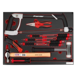 Sealey TBTP06UK 13 Piece Hammers, Punches, Hacksaw And Pry Bar Set In A Foam Tray